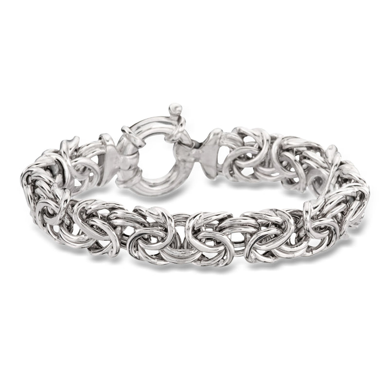 Large Byzantine silver bracelet with interlocking oval links, clasp at top