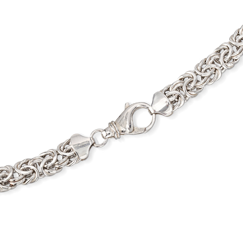 Sterling silver Byzantine chain necklace with spring-ring clasp and oval link detail