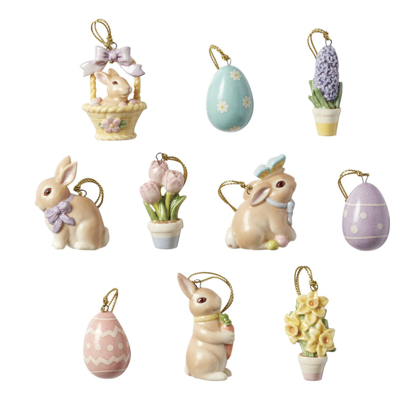 Lenox 10-pc porcelain mini Easter ornament set with bunnies, eggs, and flowers
