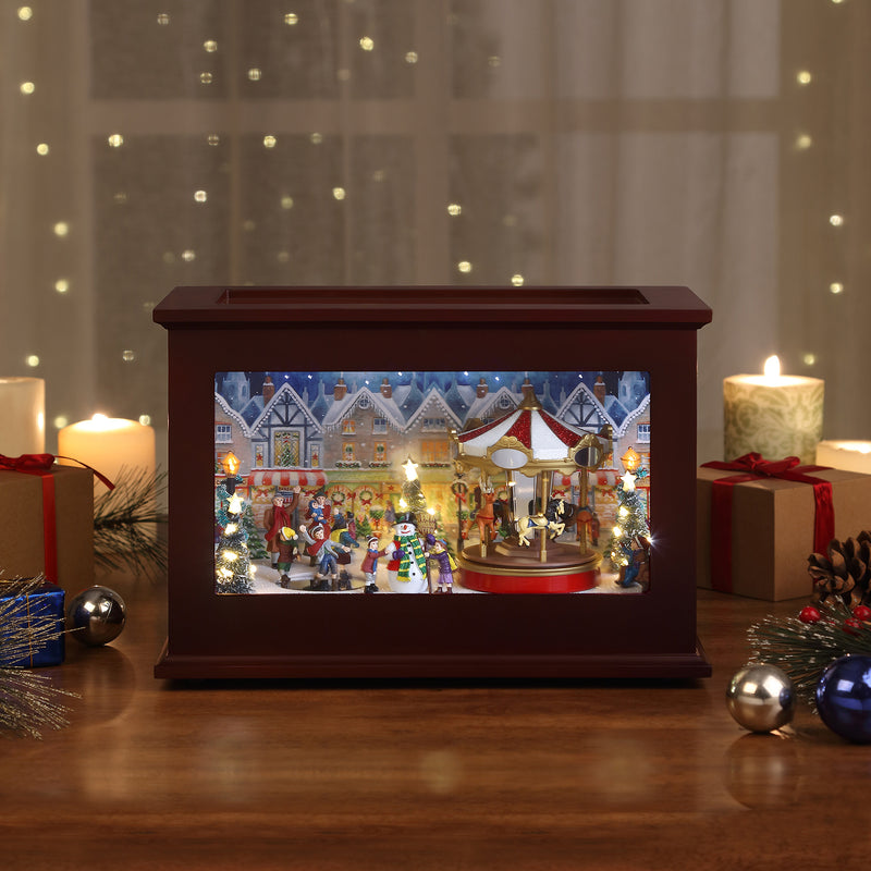 Mr. Christmas heirloom Christmas music box with lit winter village display