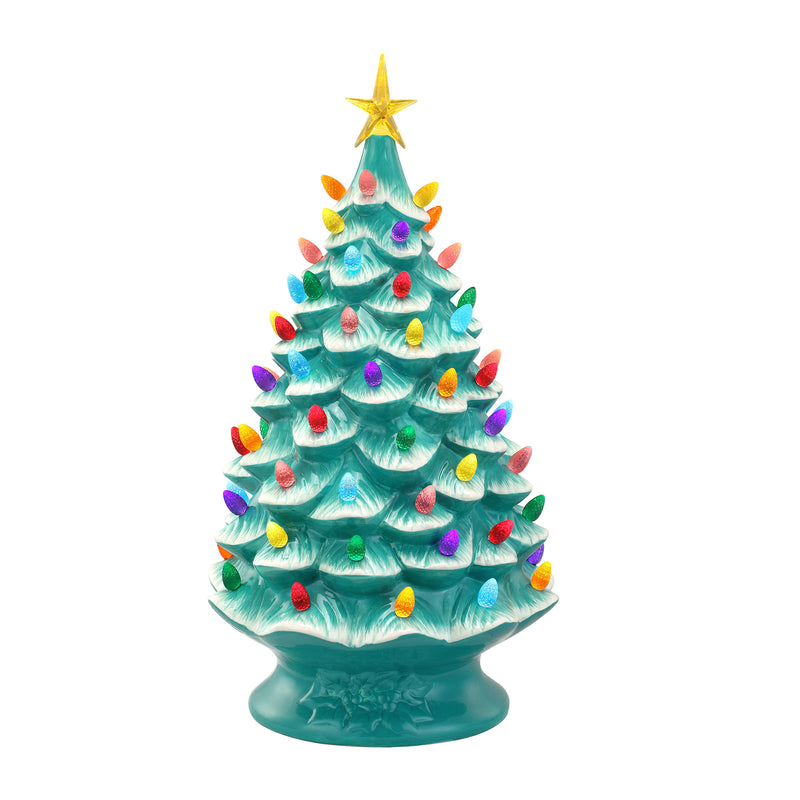 Mr. Christmas teal nostalgic tree with multicolored lights and star topper