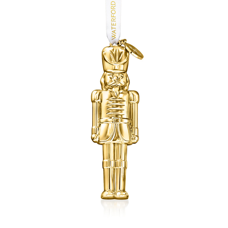 Waterford Crystal gold-plated nutcracker ornament, hanging soldier figurine