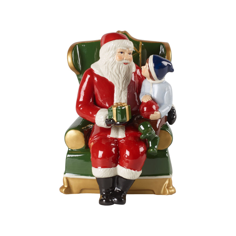 Villeroy & Boch Santa on armchair figurine in red and white with green chair