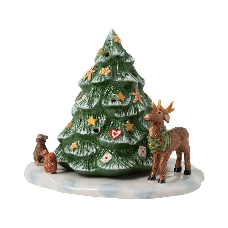Villeroy & Boch ceramic Christmas tree figurine with forest animals and star details