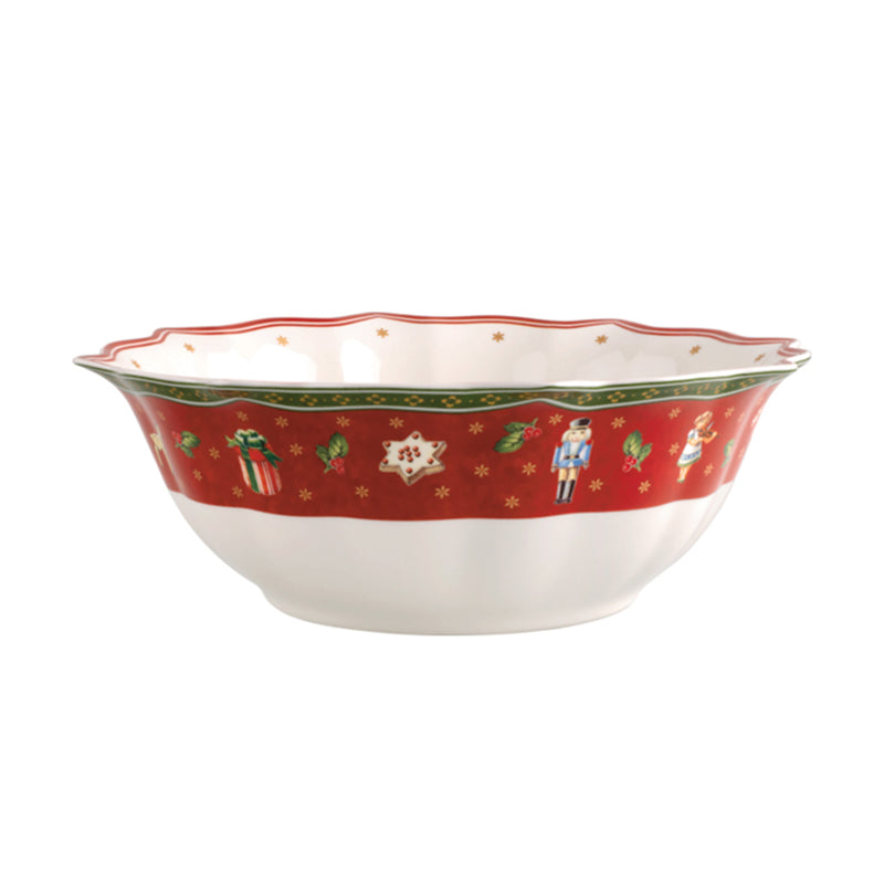 Villeroy & Boch Toy's Delight salad bowl with red festive border and nutcracker motif