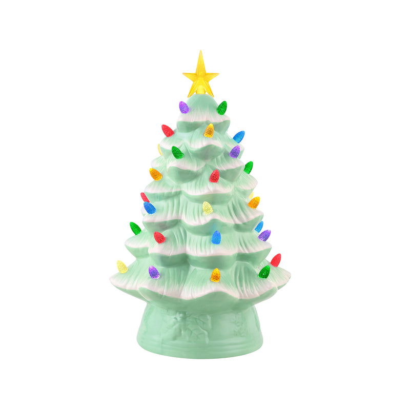 Mr. Christmas seafoam ceramic Christmas tree with star topper and painted ornaments