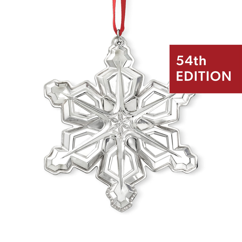 Gorham 54th edition sterling silver snowflake ornament with hanging ribbon loop