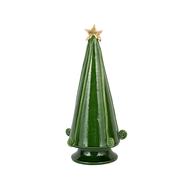 Vietri Foresta ceramic medium green tree figurine with star topper