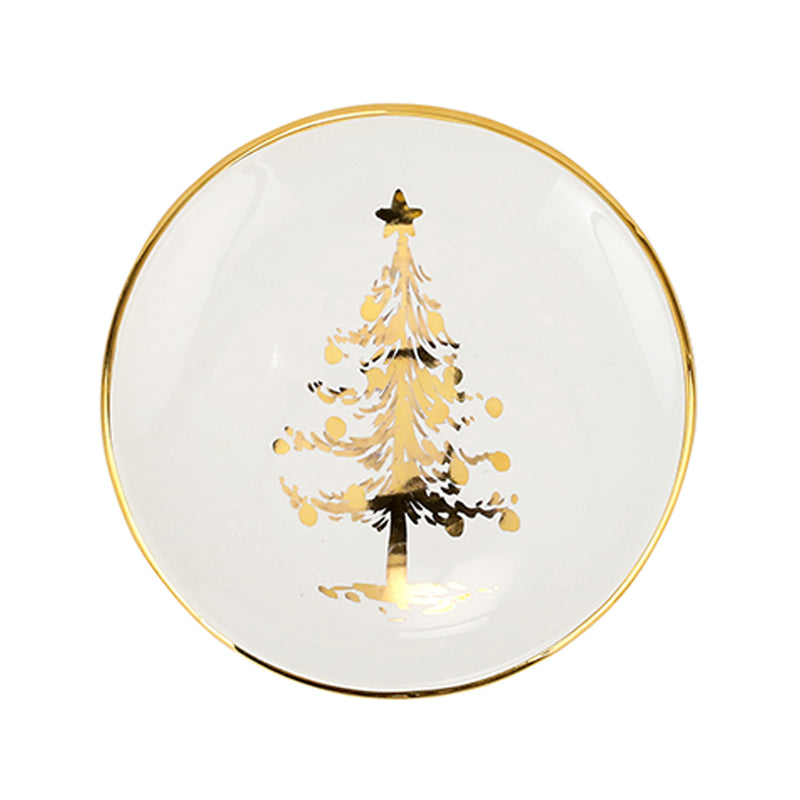 Vietri Medici Natale ceramic canape plate with gold-rim Christmas tree design