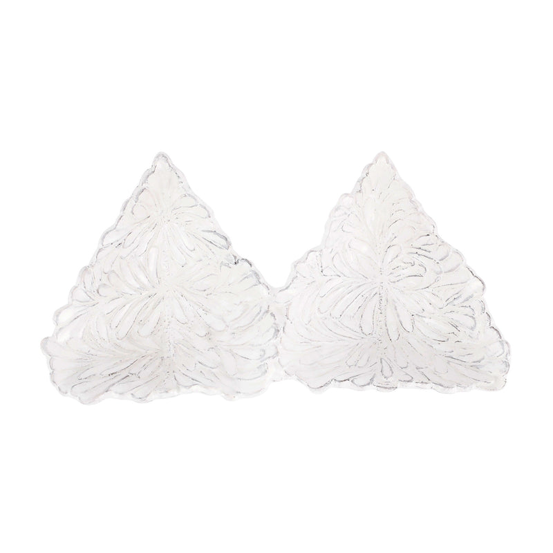 White two-part tree-shaped server with raised holiday texture, Vietri Lastra Holiday