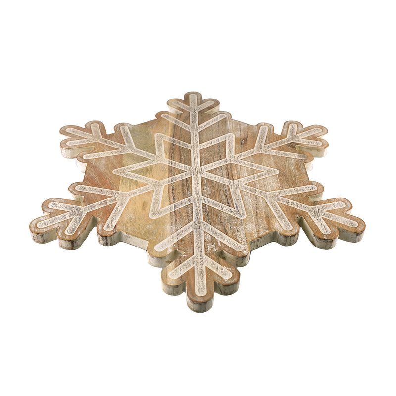 Godinger snowflake wooden lazy susan server, carved snowflake centerpiece