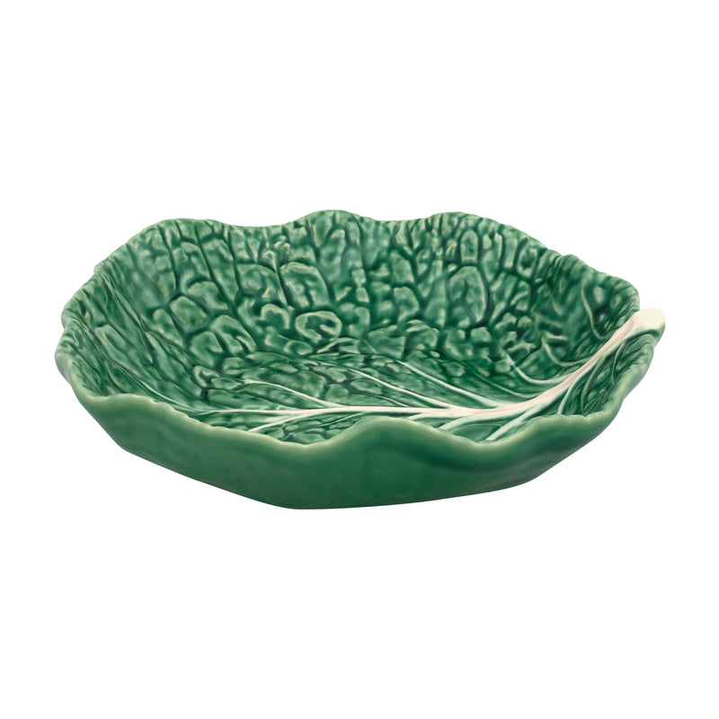 Bordallo Pinheiro cabbage-shaped ceramic bowl, green leaf texture