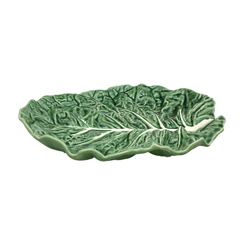Bordallo Pinheiro cabbage leaf fruit platter, green ceramic serving dish