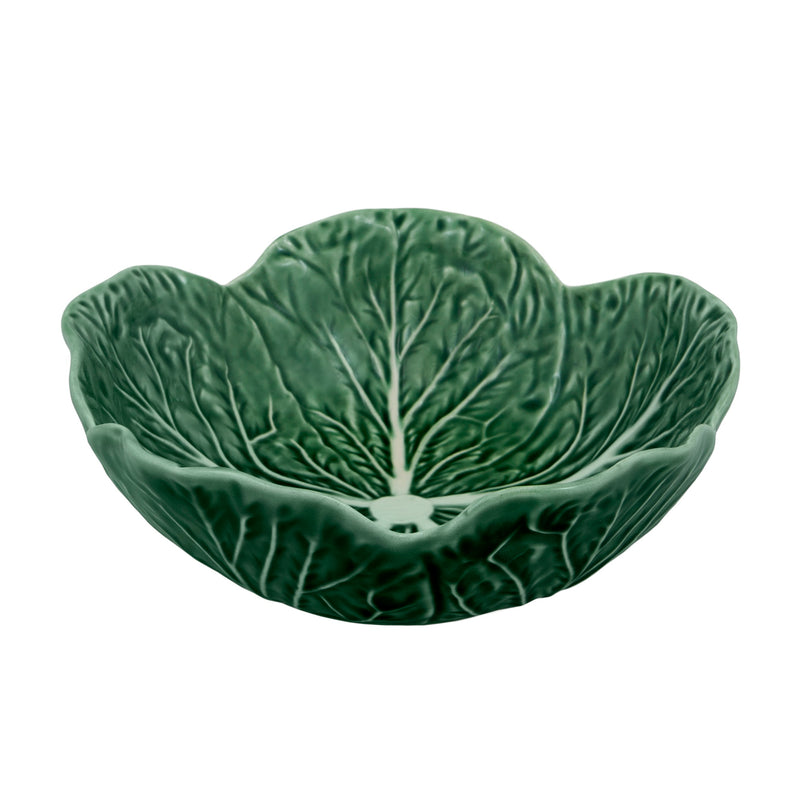 Bordallo Pinheiro cabbage salad bowl, green ceramic leaf-shaped dish