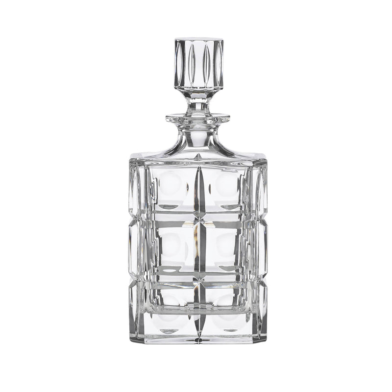 Reed & Barton Odeon crystal decanter, clear faceted glass with matching stopper