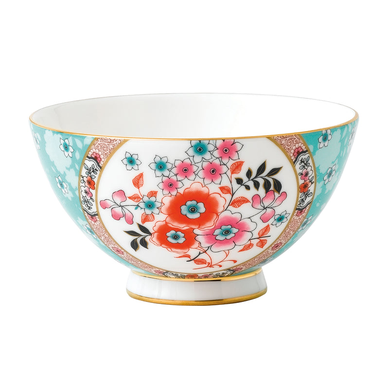 Wedgwood Wonderlust camellia bowl with floral pattern and gold rim