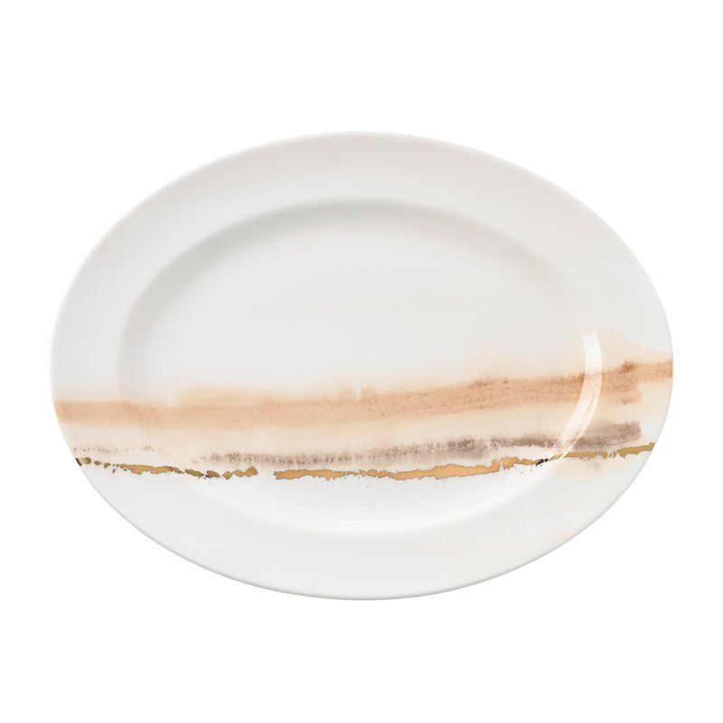 Lenox Fall Radiance oval platter, white with gold-tone band and speckled leaf design