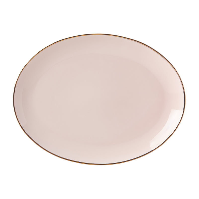 Lenox Trianna Blush porcelain oval platter, blush pink with slim gold rim