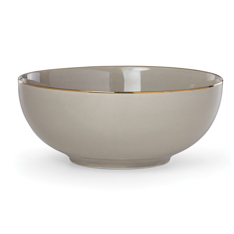 Lenox Trianna taupe medium porcelain serving bowl with gold rim