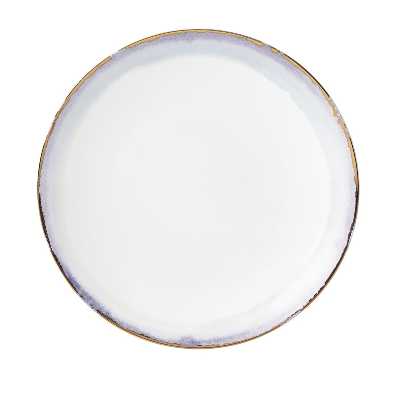 Lenox Winter Radiance round platter, white with blue edge and gold trim