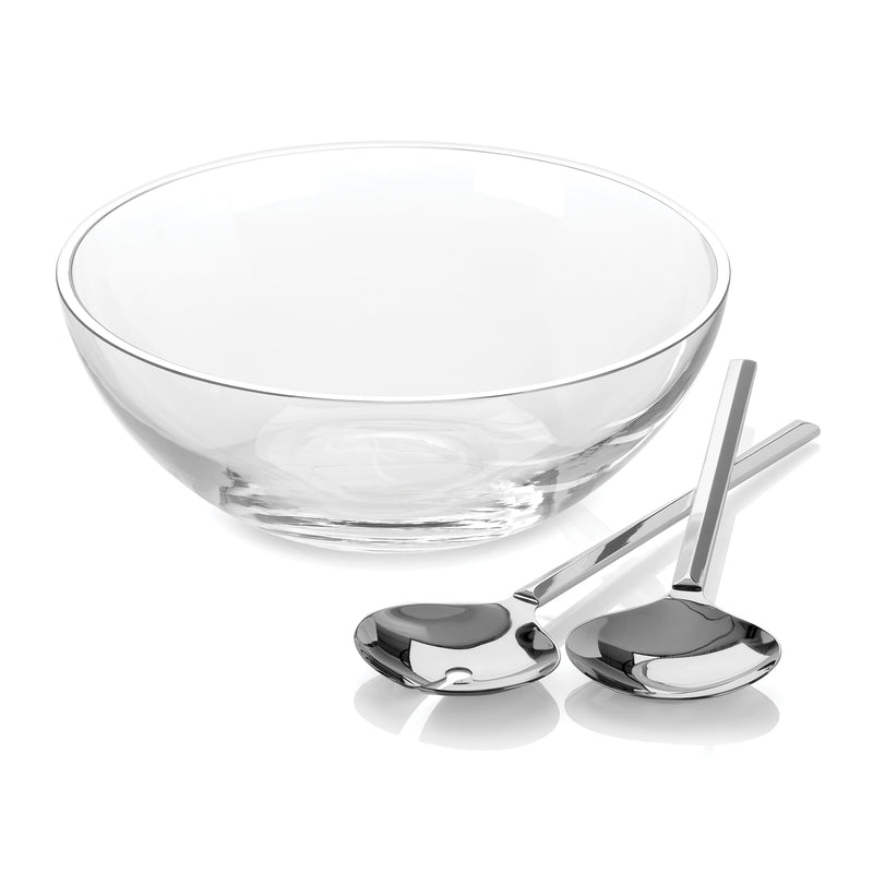 Kate Spade New York Gramercy salad bowl and server set: clear glass bowl