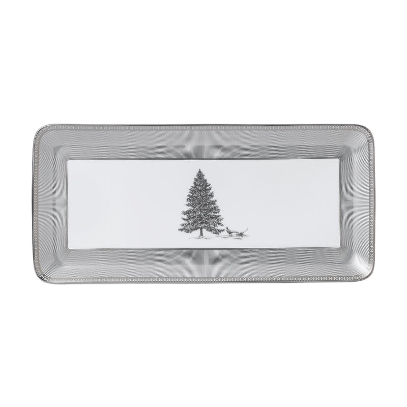 Wedgwood Winter White rectangular sandwich tray with raised border and tree motif