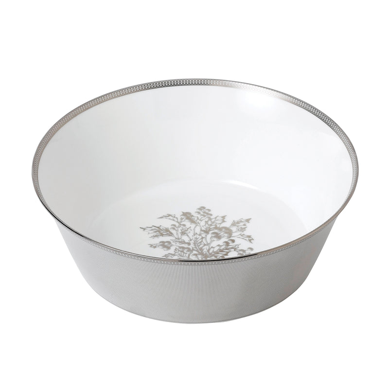 Wedgwood Winter White serving bowl, white with gold floral motif and ribbed sides