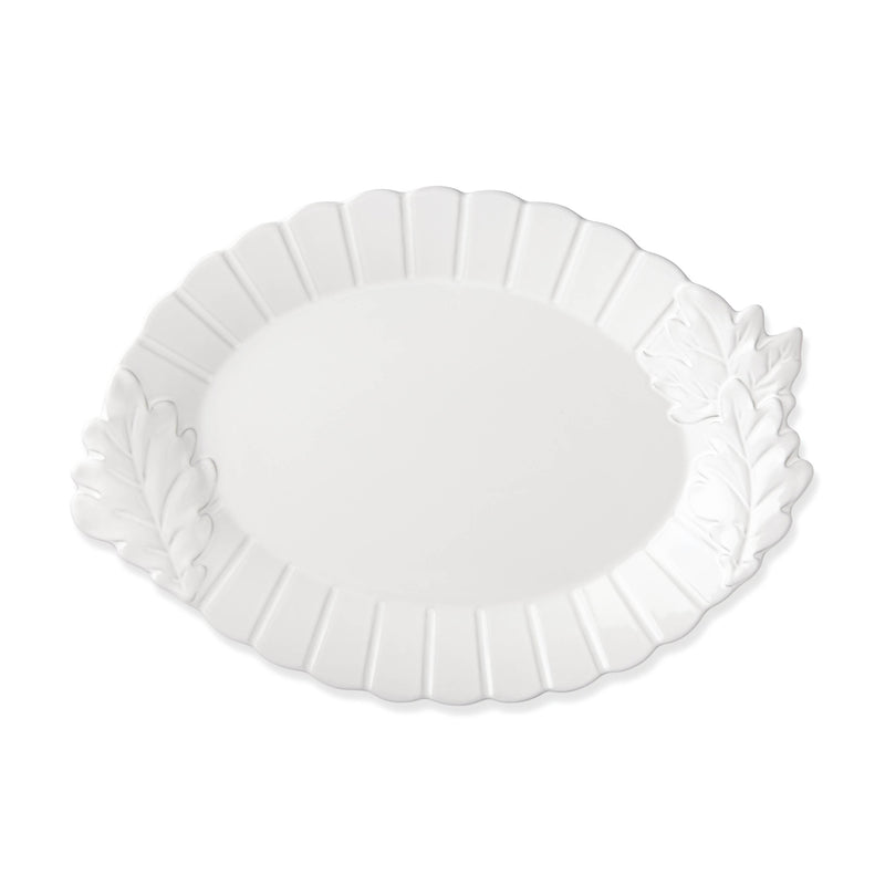 Lenox Alpine Harvest oval platter with raised leaf border, white porcelain