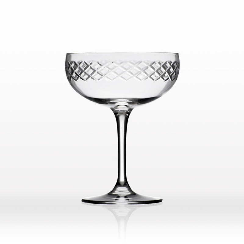 Rolf Glass Diamond coupe champagne glass, clear with faceted pattern