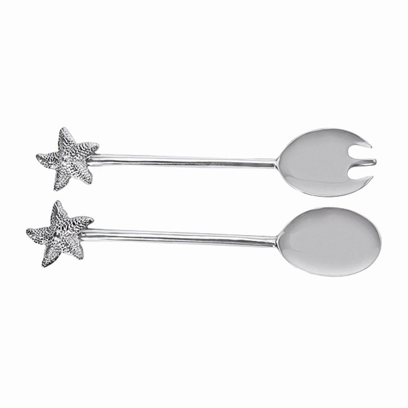 Starfish salad servers with silver-tone handles and serving spoon tips