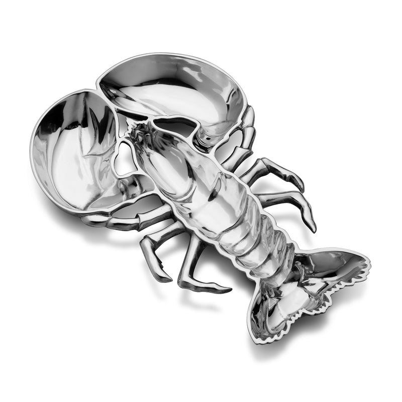 Wilton Armetale lobster divided tray, polished silver metal, two compartments