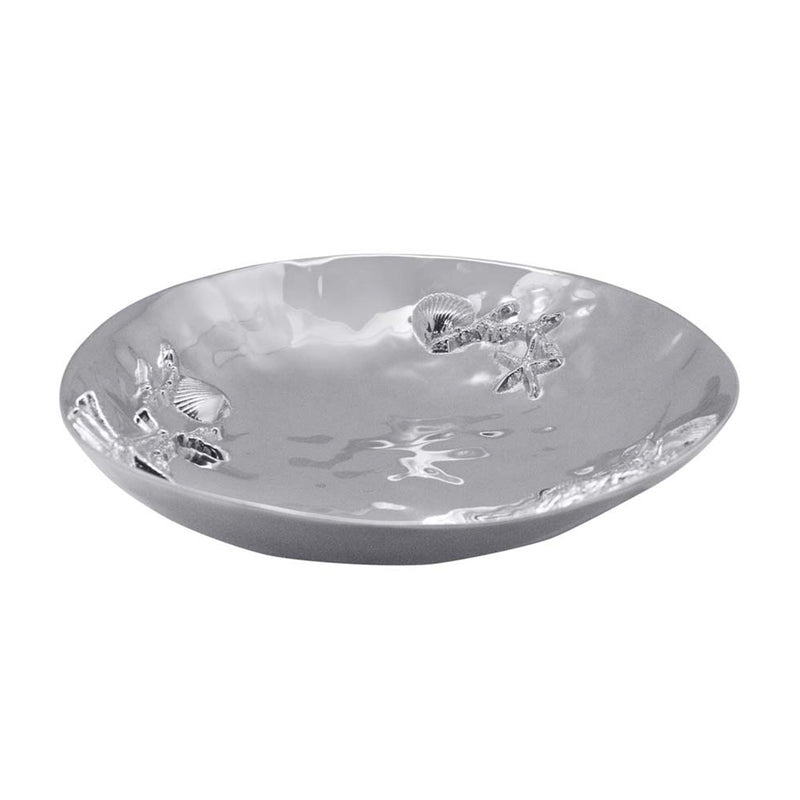 Sea bowl with glass-like finish and raised seashell and starfish accents