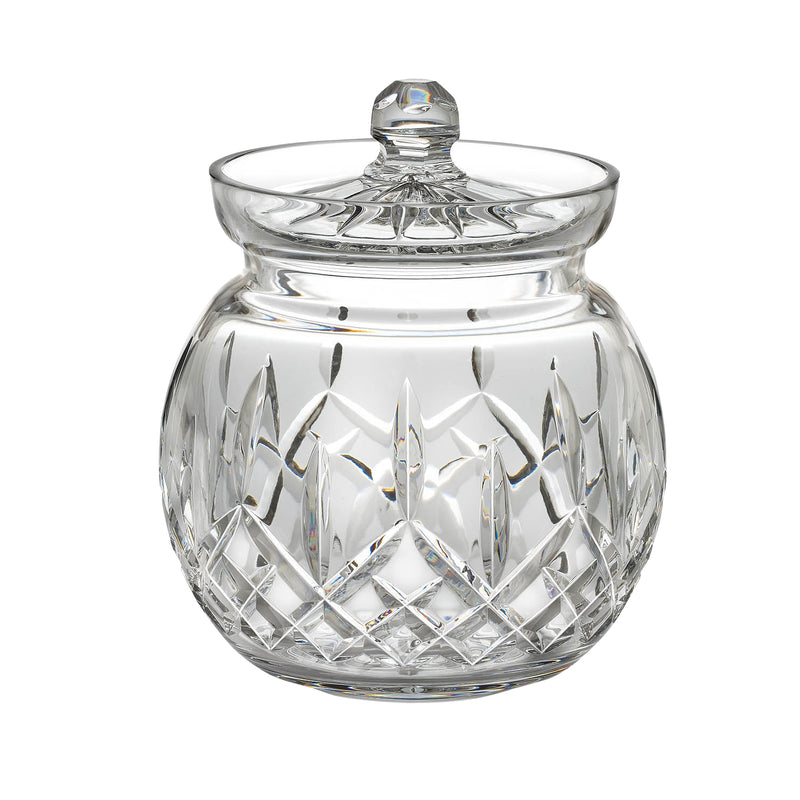 Waterford Crystal Lismore biscuit barrel in clear cut crystal with lidded knob