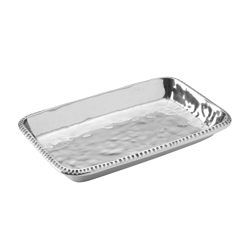 Wilton Armetale River Rock bread tray, rectangular silver metal with raised rim