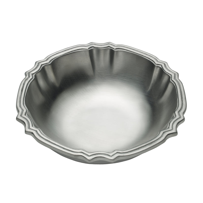 Wilton Armetale Hampstead small metal bowl, scalloped rim, polished silver finish