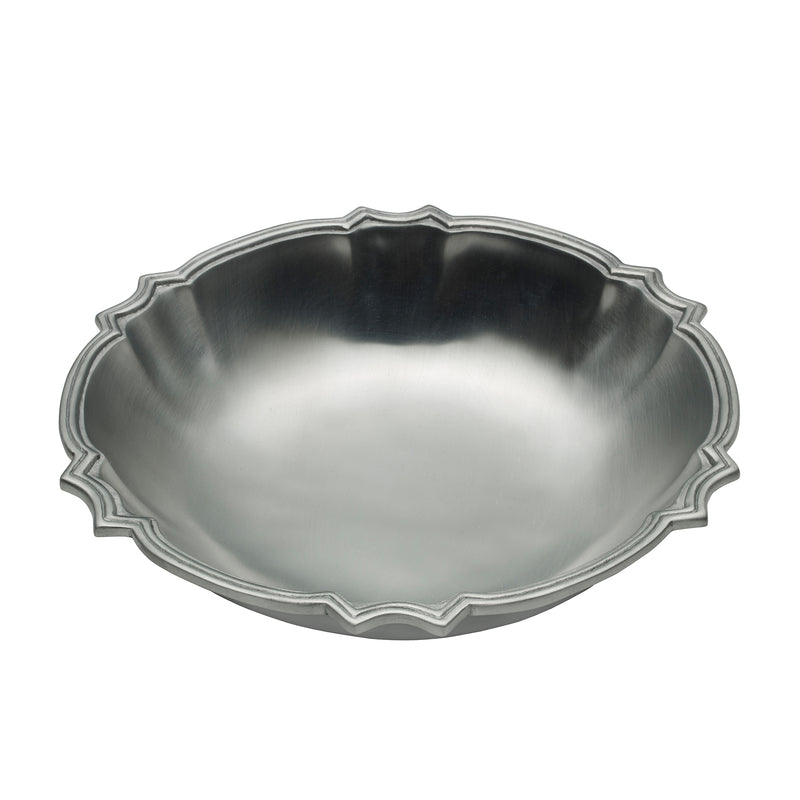 Wilton Armetale Hampstead medium bowl with scalloped rim, brushed silver finish