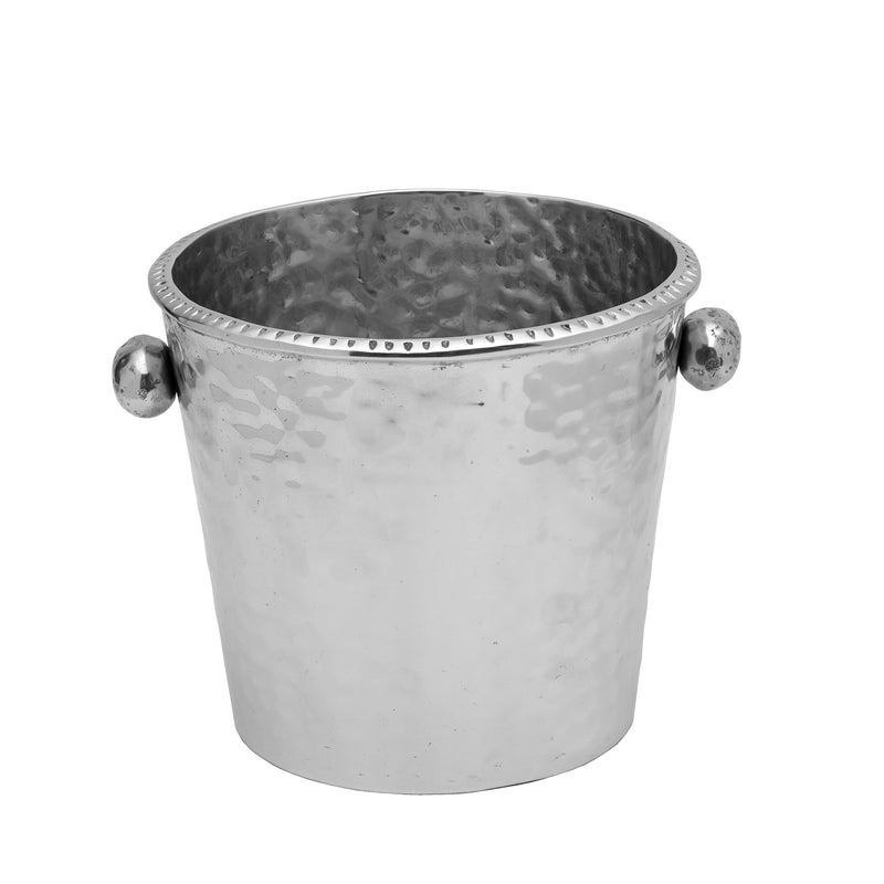 Wilton Armetale River Rock ice bucket, hammered silver metal with side handles