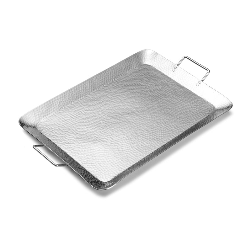 Towle Hammersmith rectangular tray with handles, textured metal, silver tone
