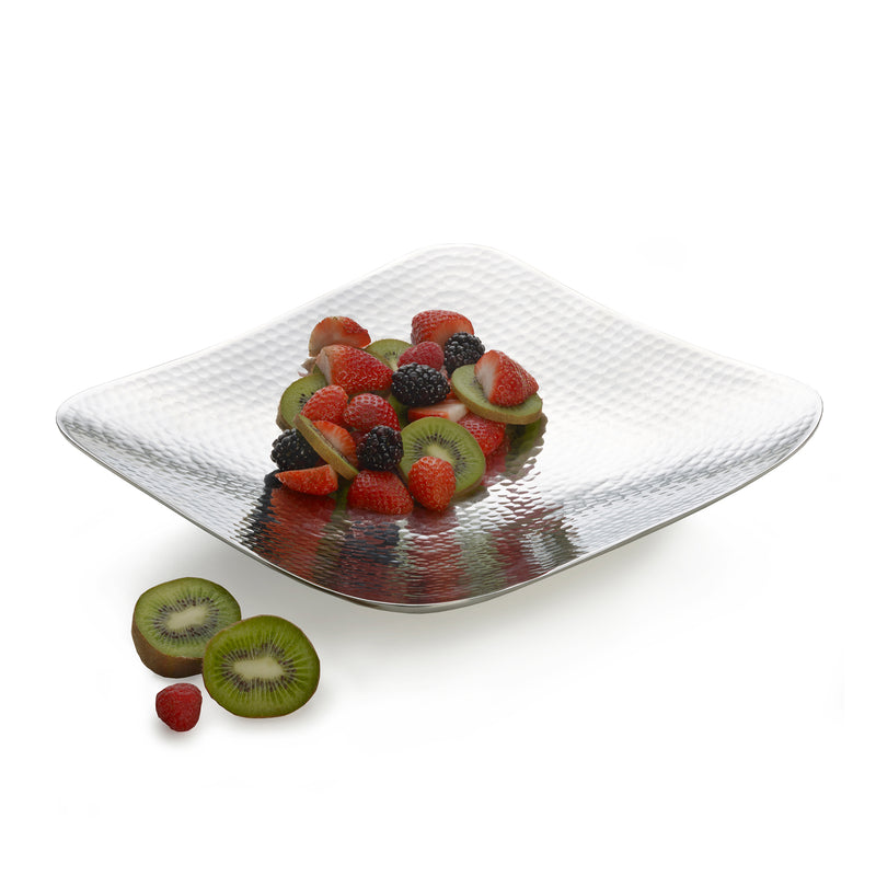 Towle Hammersmith square serving platter with hammered texture, mirror-silver finish