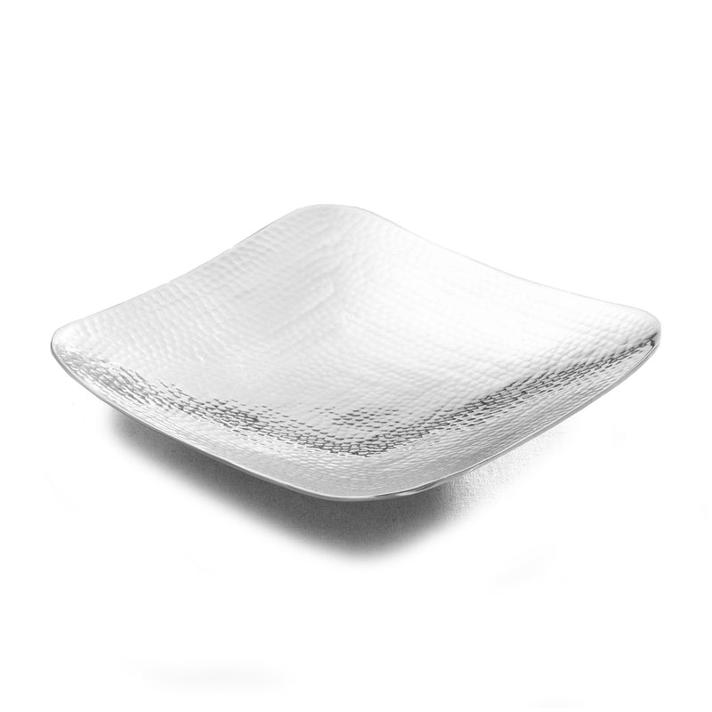 Towle Hammersmith square platter, embossed silver-toned metal with textured surface