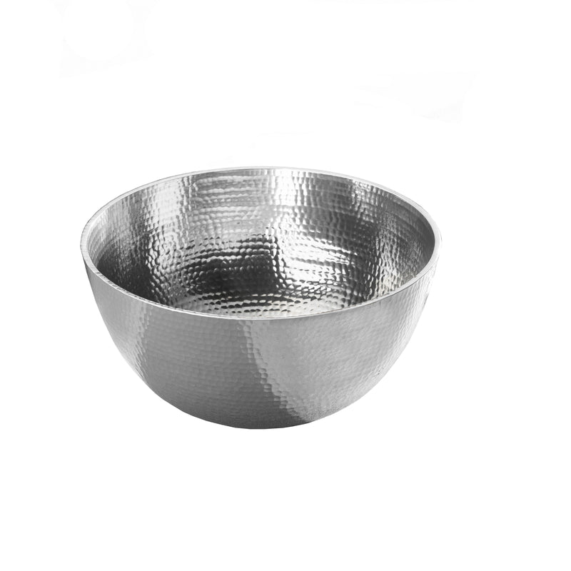 Towle Hammersmith large hammered metal bowl, shiny silver finish, rounded profile