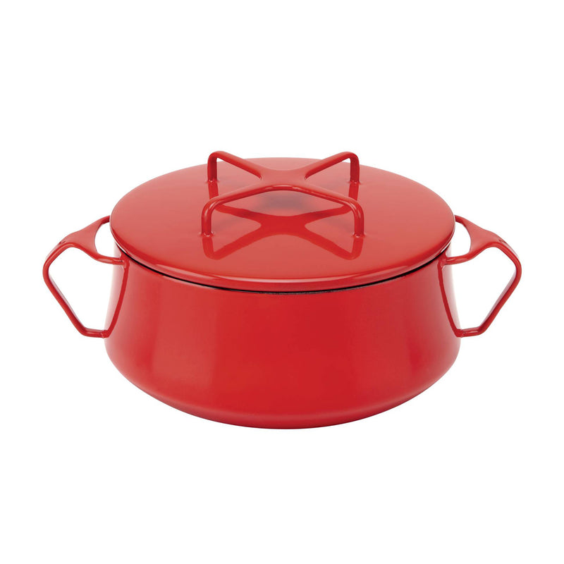 Dansk Kobenstyle chili red small casserole pan with lid and side handles