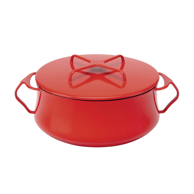 Dansk Kobenstyle chili red casserole pot with domed lid and two side handles