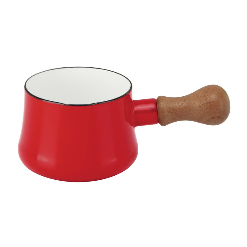 Dansk Kobenstyle chili red butter warmer with wooden handle and lid