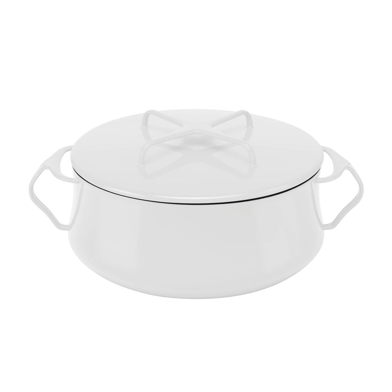 Dansk Kobenstyle white casserole pot with lid, two loop handles