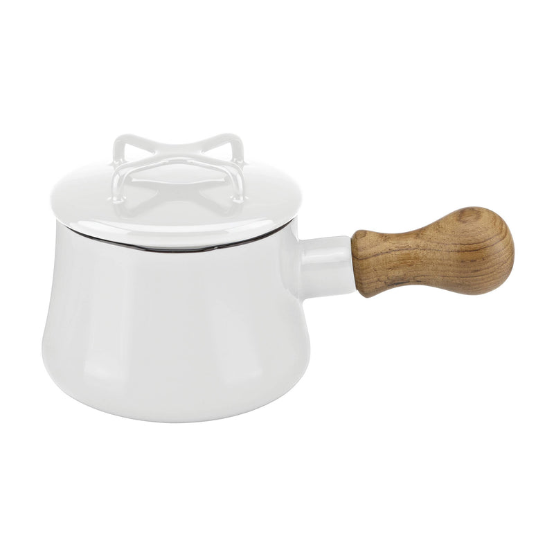 Dansk Kobenstyle white ceramic butter warmer with lid and wood handle