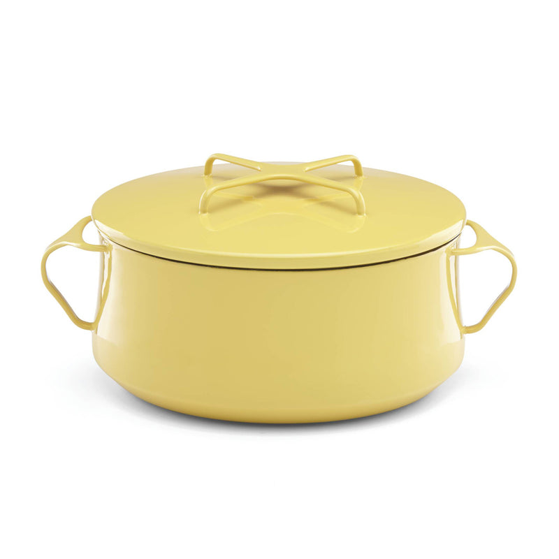 Dansk Kobenstyle yellow casserole pot with lid and two loop handles