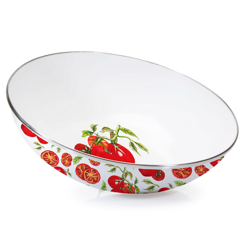 Golden Rabbit tomatoes catering bowl, white ceramic with red tomato print