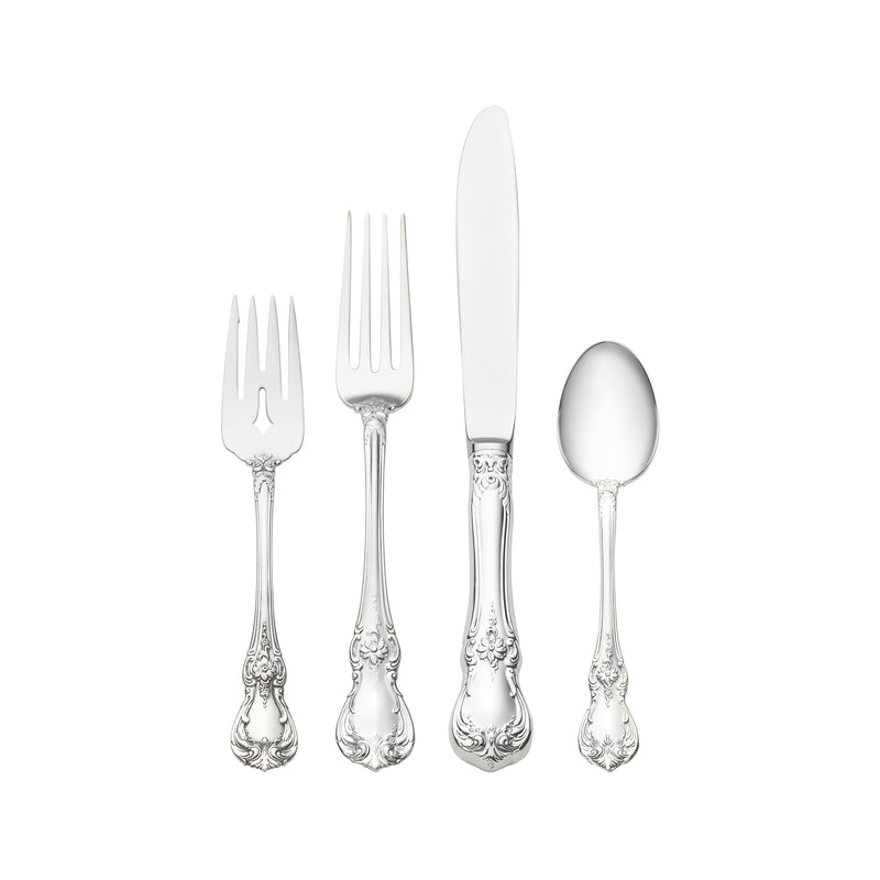 Towle Old Master sterling silver 4-piece dinner setting: fork, knife, spoon, serving fork