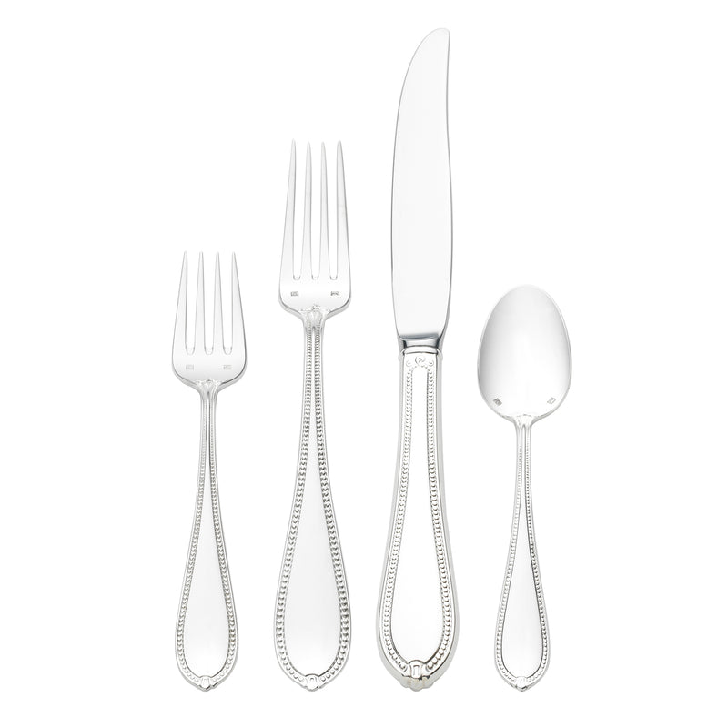 5-piece sterling silver dinner setting with beaded chain handles